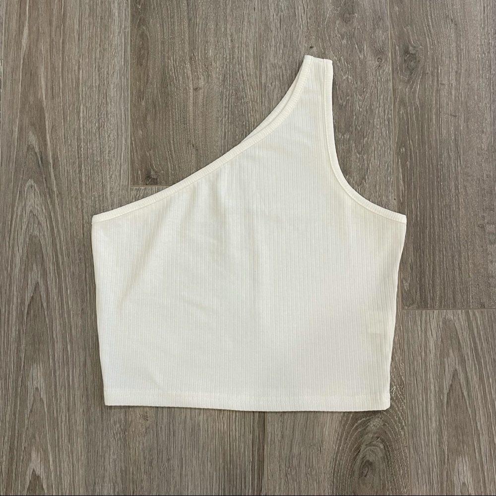 Shein one shoulder crop top in white